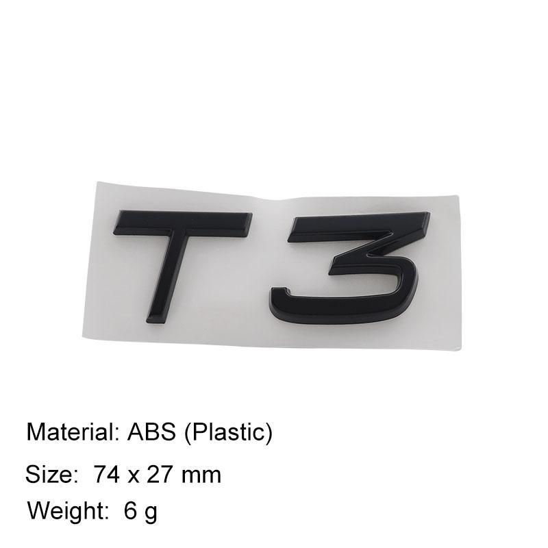 

3D Premium T3 T4 T5 T6 T8 V8 AWD for car Engine Hood Fender trunk Tail Rear Decal Emblem Badge Sticker abs-T3-black
