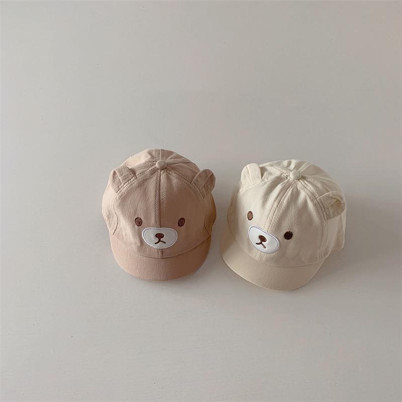 Cute Short Brim Baby Baseball Cap Cartoon Bear Ears Infant Toddler Sun Hat Outdoor Sunshade Baby Boy Girl Duck Tongue Caps