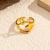 Stylish and Simple Hollow Love Open Ring, Gold Ring, European and American Light Luxury High-end Double Peach Heart Jewelry.