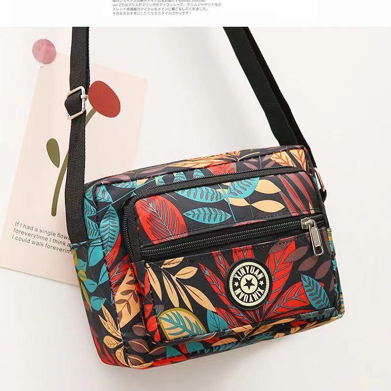 Wholesale New Flower Cloth Bag Oblique Span Bag Middle-aged and Elderly Bag Stall Night Market Oxford Cloth Shoulder Bag Women's Bag Canvas Bag