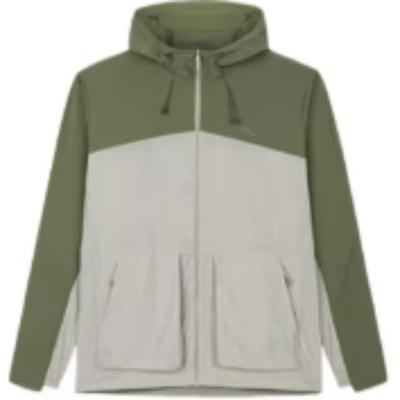 Outdoor Series Loose Spliced Hooded Long Sleeve Sun Protection Jacket Men Jackets Dark-Green Light-Gray 152436606-2