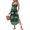 Women's Summer Long Dress, Sleeveless With Side Slits, Long Retro Printed Camisole Dress