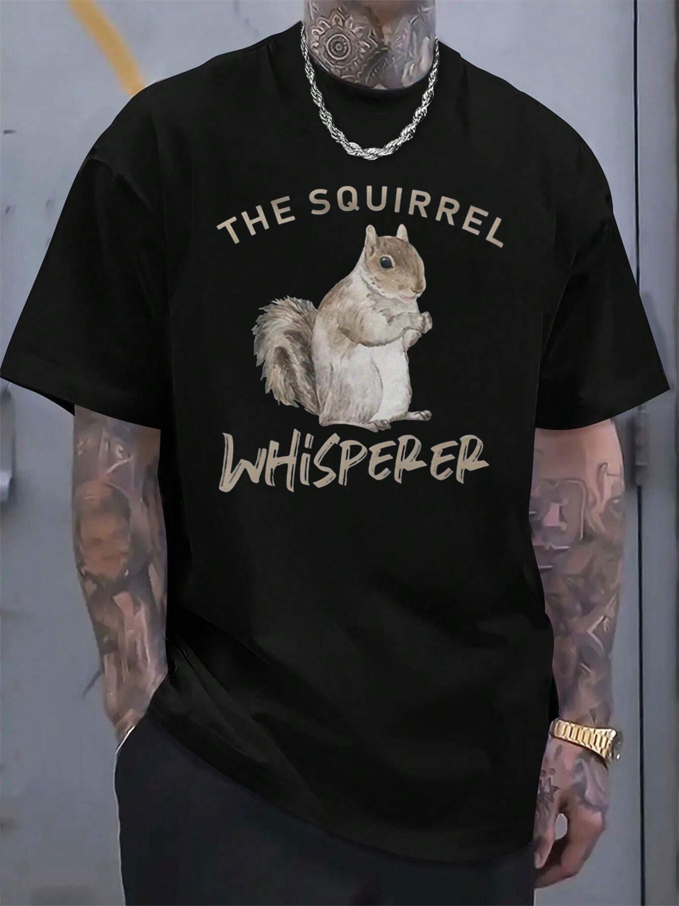 Casual Short Sleeve Tshirt with Squirrel Whisperer Graphi... S