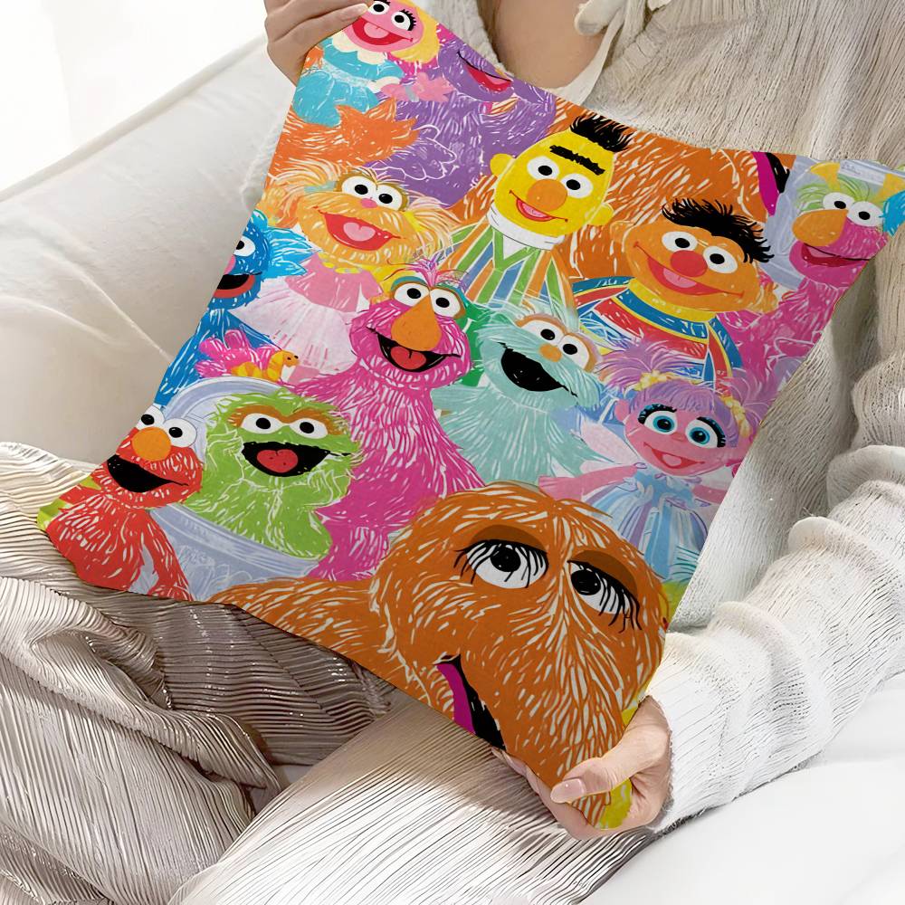 Anime Cartoon S-Sesame S-Streets Pillow Cushion Cover Pillowcase Living Room Sofa Home Decor Customized