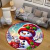 Snowman Christmas Holding a Cocoa Mug in the Snow Round Rug, Red White Christmas Style Design, Cozy Bedroom Living Room Playroom Nursery