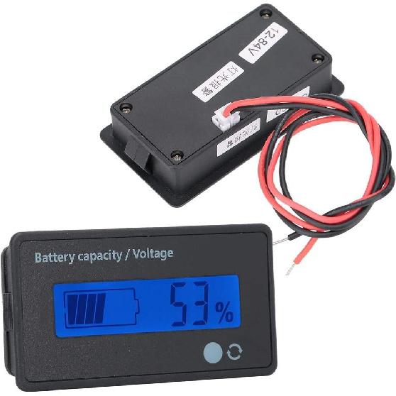 LCD Digital Battery Capacity Monitor with Flashing Alarm, 12-84V Voltage Meter Monitor/Battery Capacity Tester for - Battery, Lithium Battery,