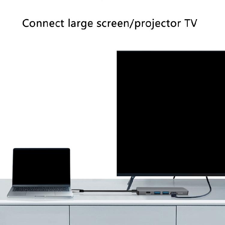 Aluminum 5/8 in 1 Type C Hubs with USB A USB C 4K Video Output and Fast Data Transfer for Work and Play