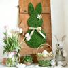 Easter Bunny Decoration Easter Bunny Door Sign Wooden Wreath with Hanging Welcome Bow Farmhouse Rabbit Decor Artificial D0W8