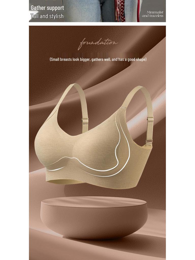 Women's Seamless Push-Up Bra, Soft Support, Anti-Sag, Non-Wired, Comfortable Uplift for Small Busts.