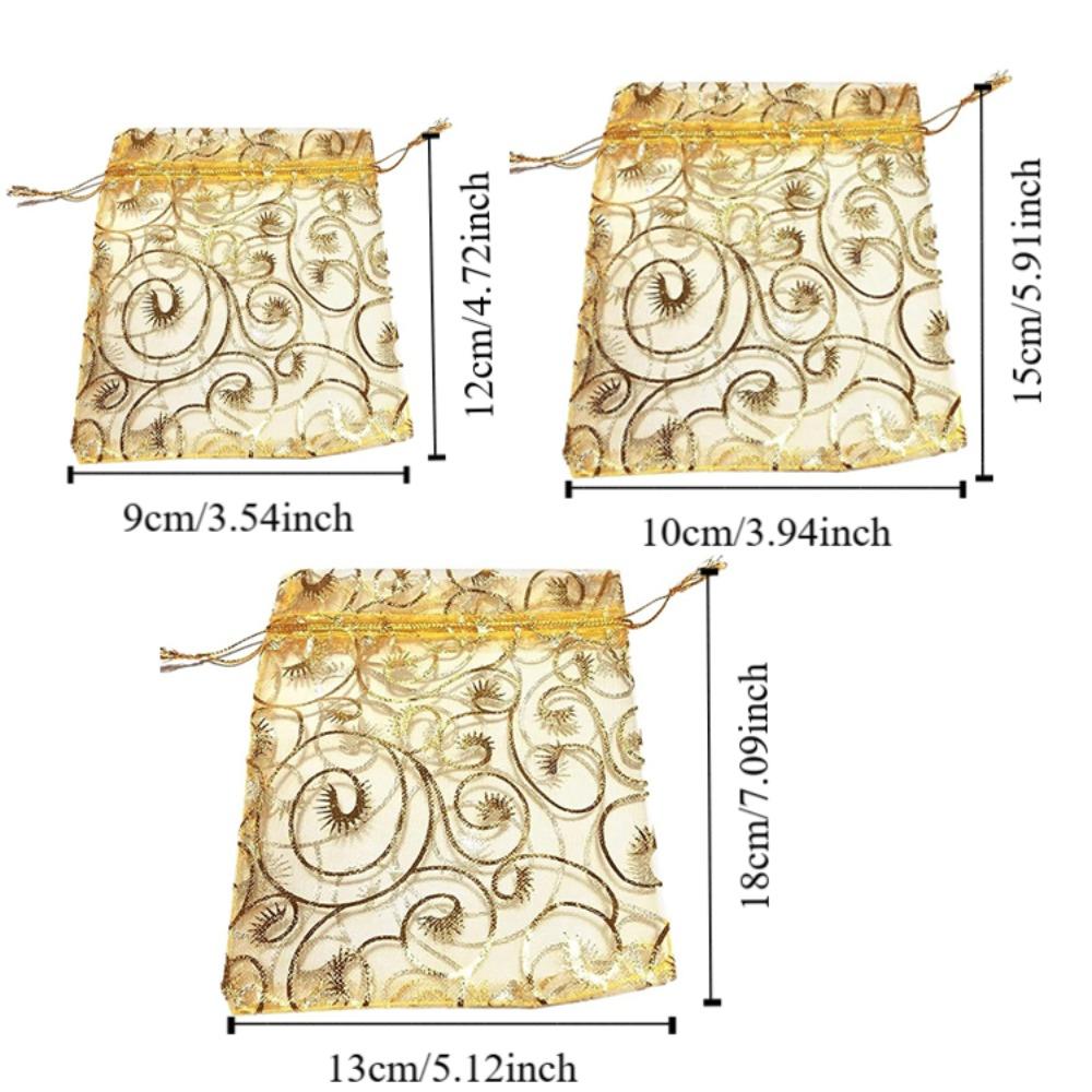 50/100pcs Organza Wedding Party Favor Gift Bag Gold Candy Gift Packing Bags  Wedding Candy Gift Bags