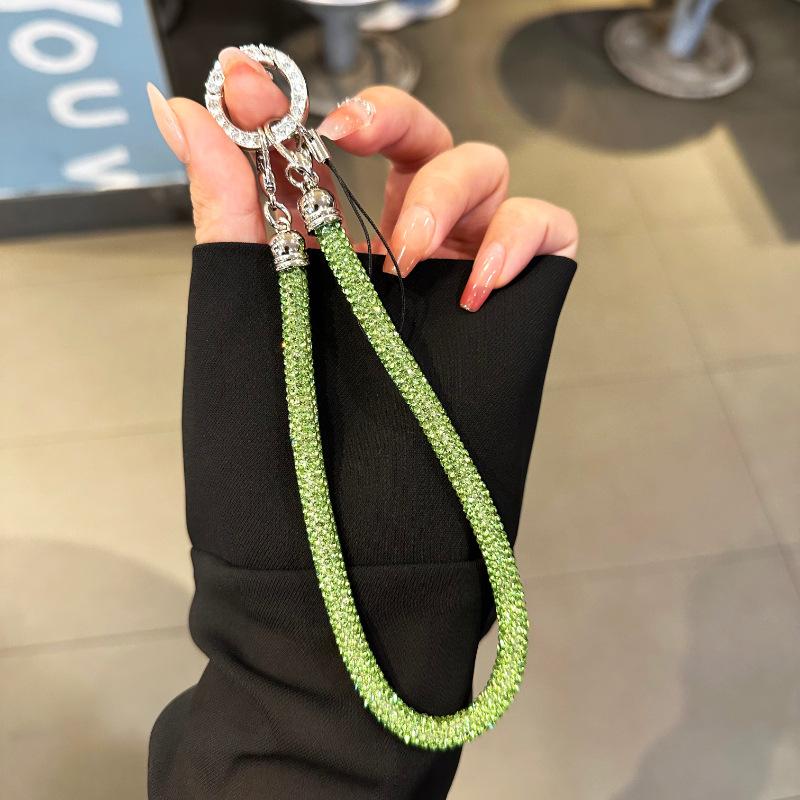 Short Fashion Rhinestone Mobile Phone Lanyard, Anti‑Lost Portable Wrist Rope High‑End Shiny Diamond Phone Case Pendant