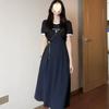 Large size high-end light luxury dress women's summer new waist and thin temperament skirt