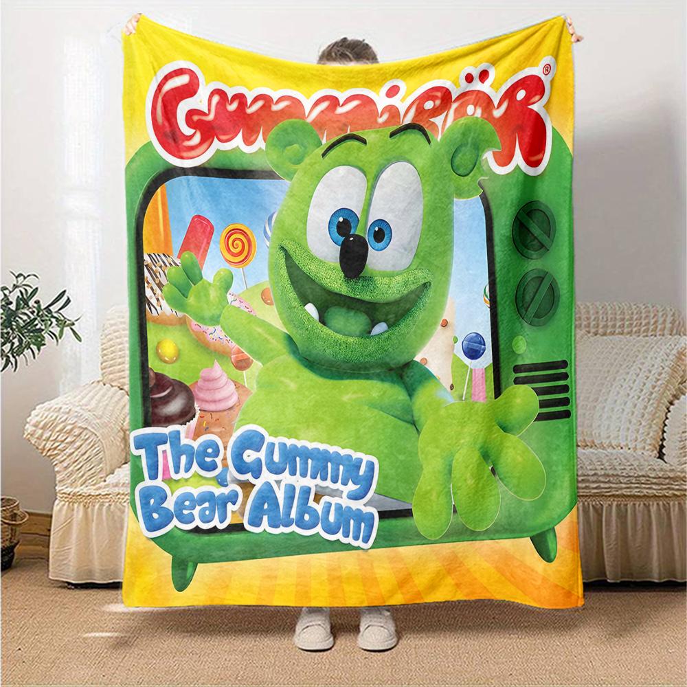 1pc Gummy Bear1 Blanket, Gift, for Men and Women, Soft Blanket, Good for Sofa Bed Couch Travel, Lightweight Flannel Blanket