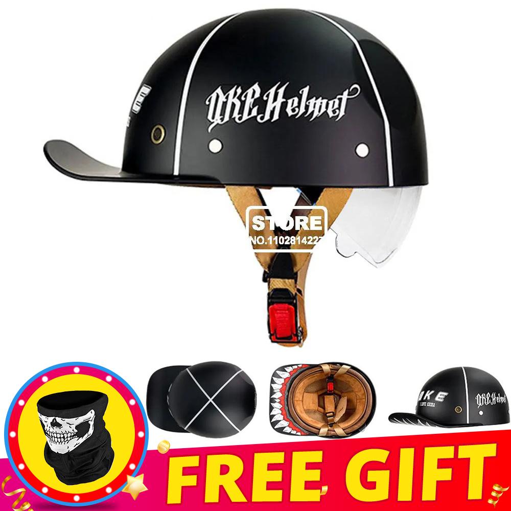 Retro Motorcycle Helmet DOT Certification Protection Cap Vintage Men Women Baseball Cap Half Helmet Riding Racing Moto Helmets