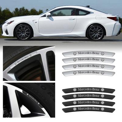 4pcs Aluminum Car Wheel Rim Sticker Badge Decoration Decals For Mercedes Benz AMG W204 W205 W203 W211 W212 W213 W201 W210 W124