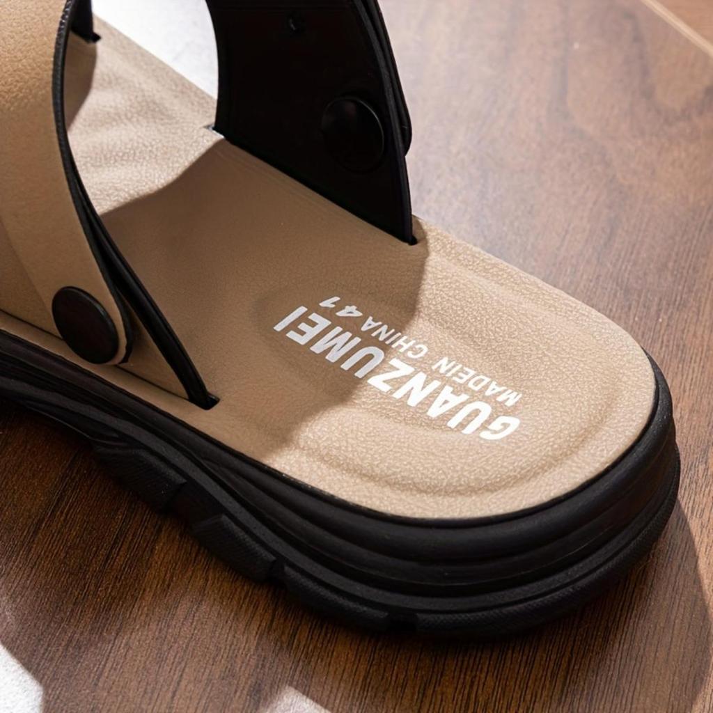 Men's Monogram Design Casual Dual Use Sandals Slippers, Summer Outdoor Non-slip Beach Shoes