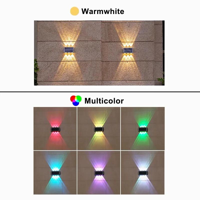 Solar LED Spotlight Outdoor Waterproof Upper Lower Lighting Porch Lights Solar Powered Streetlight for Balcony Courtyard Garden