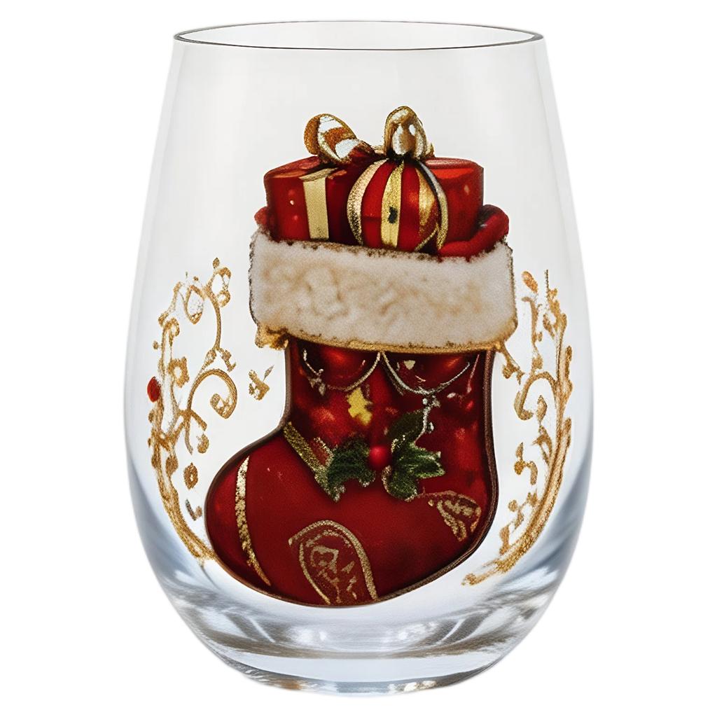Christmas Stemless Wine Glasses Holiday Glassware Magical Christmas Glass Cup Christmas Glass Art Cup for Unique Christmas Gifts