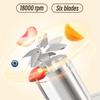 6 čepelí Elektrický přenosný mixér na džus 300 ml Odšťavňovač Mixér na ovoce 2000 mAh USB dobíjecí Odšťavňovač na citrusy Pomerančový Odšťavňovač Výrobník smoothie