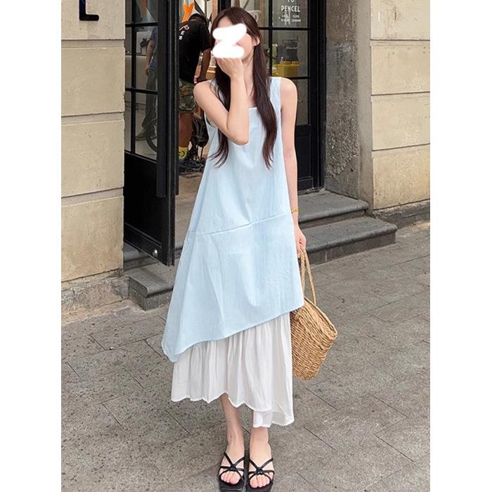 White suspender vest dress children's summer new seaside vacation wear sleeveless strap dress