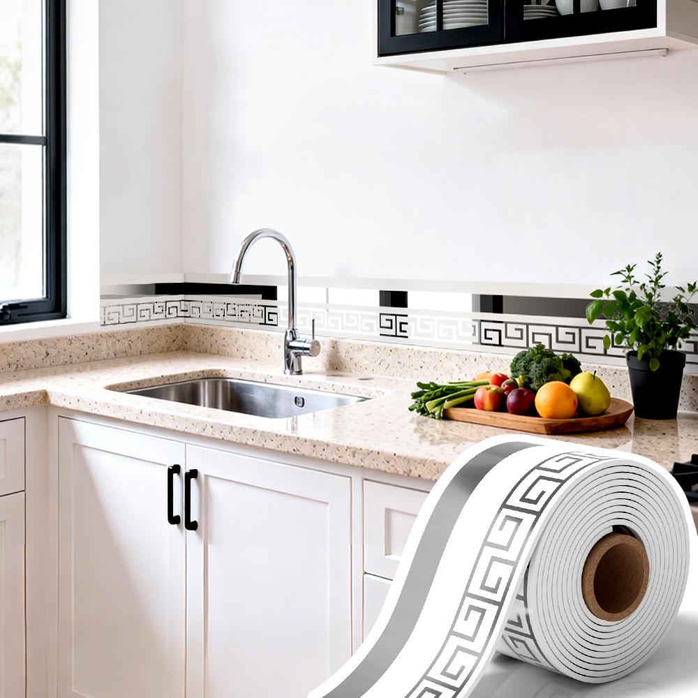 Thickened Waterproof PVC Self-Adhesive Tile-Look Baseboard Sticker