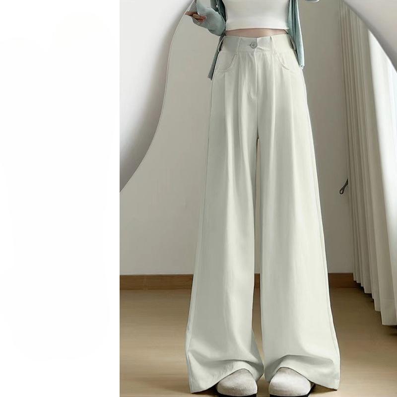 

Костюм Haze Blue Milk Floral, широкие брюки для женщин, лето, новые свободные брюки в пол из ледяного шелка с высокой талией M