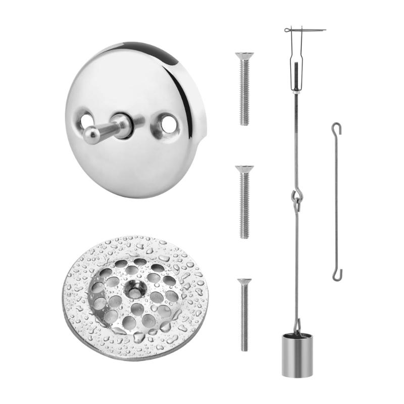 Stainless Steel Bath Tub Drain Assembly Universal Trip Lever Bath Tub Drain Kit For Long Terms Performances Enduring 1