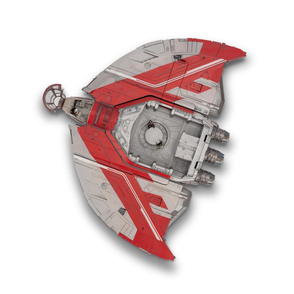 Star Wars Micro Galaxy Squadrons Ahsoka Jedi Shuttle Vehicle with Rotor Blades and Three Microfigure Tano's T-6 - 13-inch 1-inch Accessories.