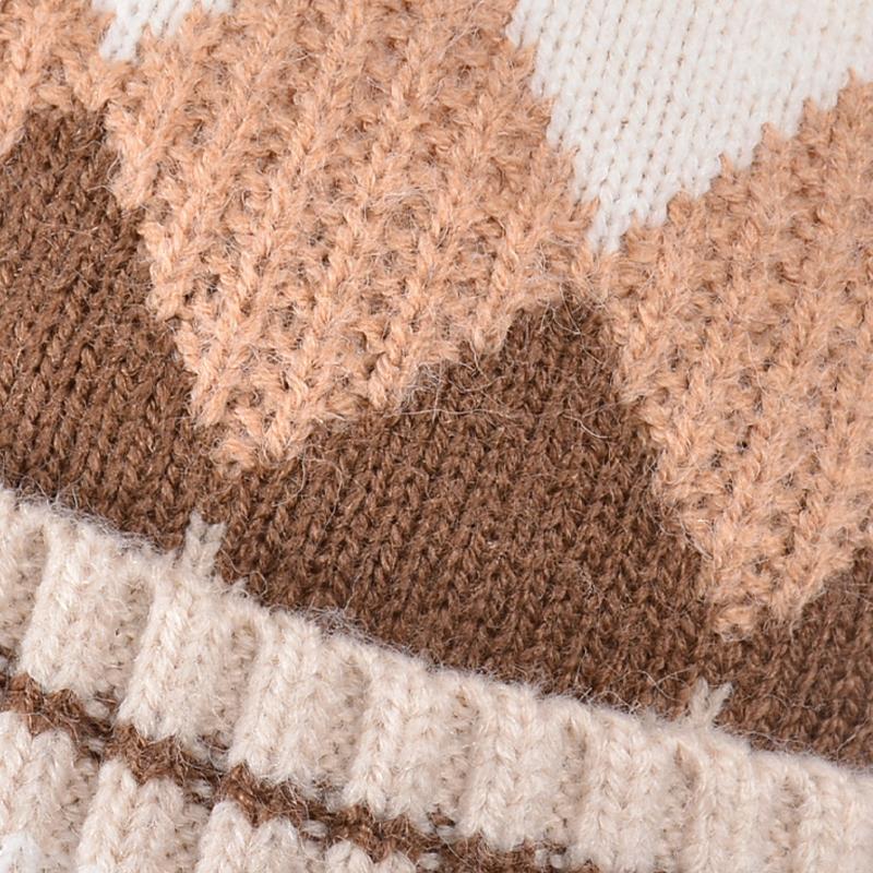 Children's Cap Gloves Ball Color Diamond Knitted Wool Cap Boys Girls Baby Velvet Warm Ear Protection Cap