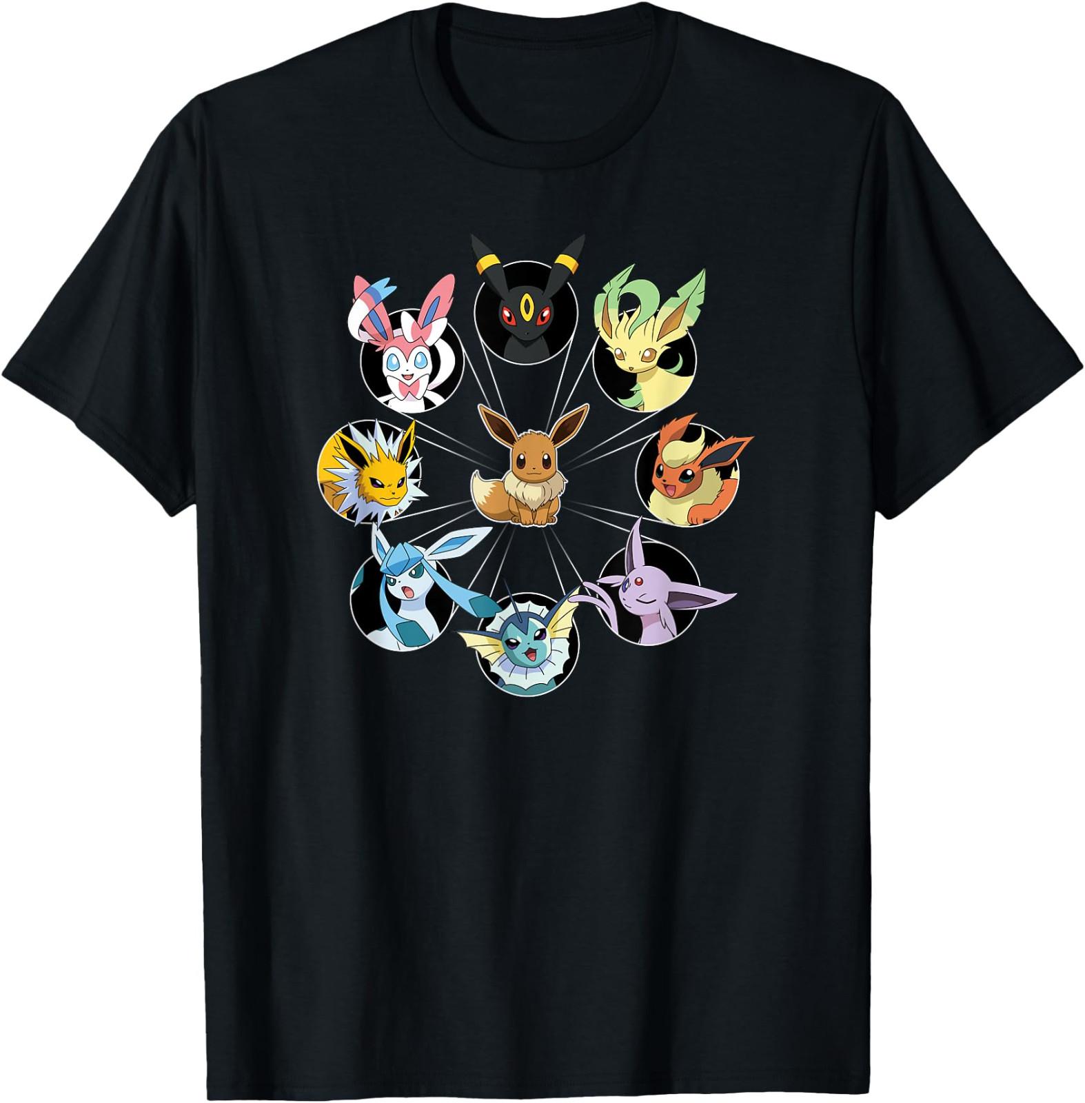 Pokémon Eevee Evolution Circle T-Shirt Gift for Kids Friends All Size S-4XL XXXXL