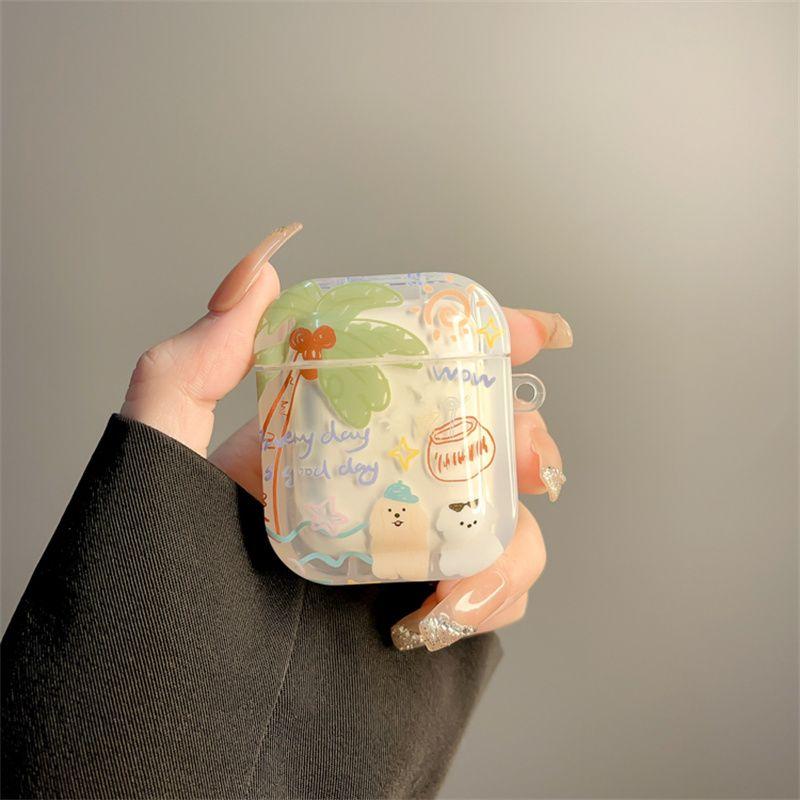 

INS Summer Coconut Tree Puppy for AirPods Pro2 Apple Protective Case 3 Generation Bluetooth Wireless Airpods4 Earphone Case airpods3 Coconut Tree Puppy [Single Shell]]