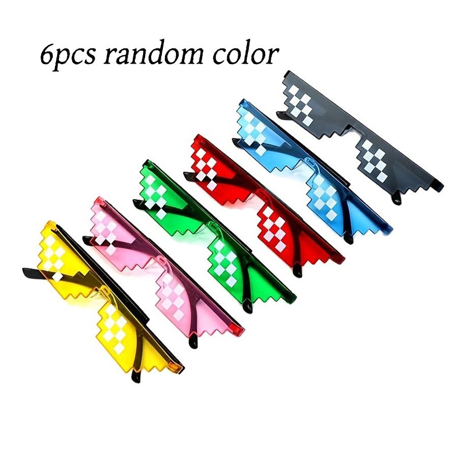 4/6-piece mosaic pixel glasses, unisex anime glasses, suitable for parties, gatherings, and gifts.