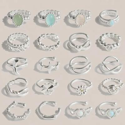 925 Silver Piercing Ring, Gemstone Clip-on, Silver Earrings, Ear Cuff