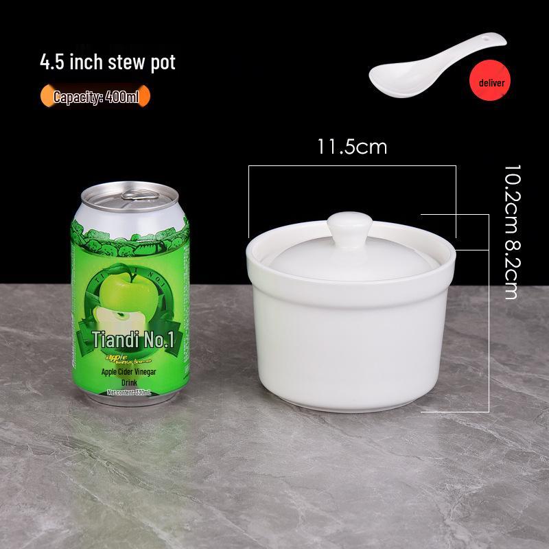 Pure White Ceramic Stew Pot with Lid - Chinese Shaxian Style Soup & Steam Pot, Gold Rimmed.