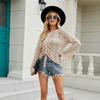 Summer Women Fashion Drawstring Hollow Design Sweater Loose Knitted Top