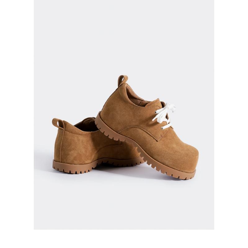 

Женские туфли на скрытой платформе, туфли дерби с матовым верхом и большим носком, кожаные туфли на платформе на шнуровке, ретро, маленькие кожаные туфли 40 коричневый