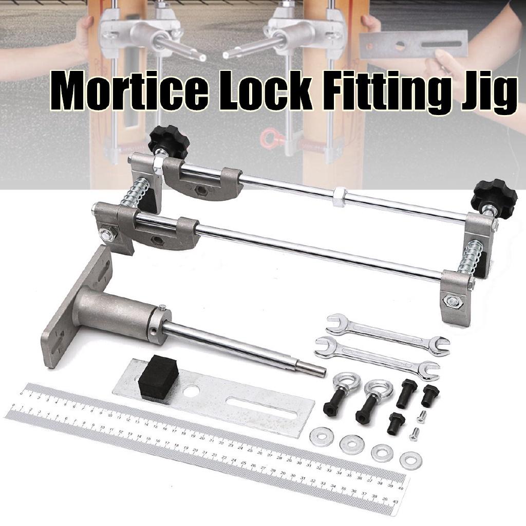 Gray Mortice Lock Jig Set Mortiser Locksmith Woodworking Wood Door Fitting Slot Drill Carbide with Wrench Maintenance Hand