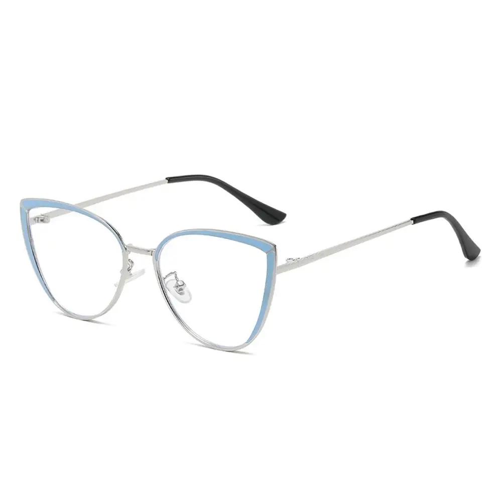 Women Fashion Rhinestone Anti-Blue Light Glasses Eye Care Ultra Light Cat Eye Frame Optical Eyeglasses Office Computer Goggles
