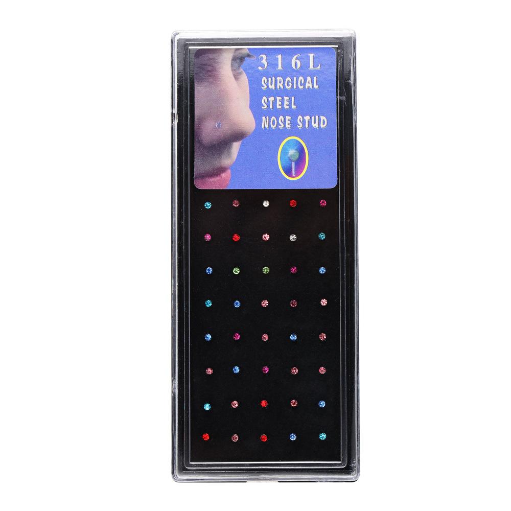 60 Pcs/box Stainless Steel Nose Stud 1.8mm Fashion Diamond Nose Stud For Women Men