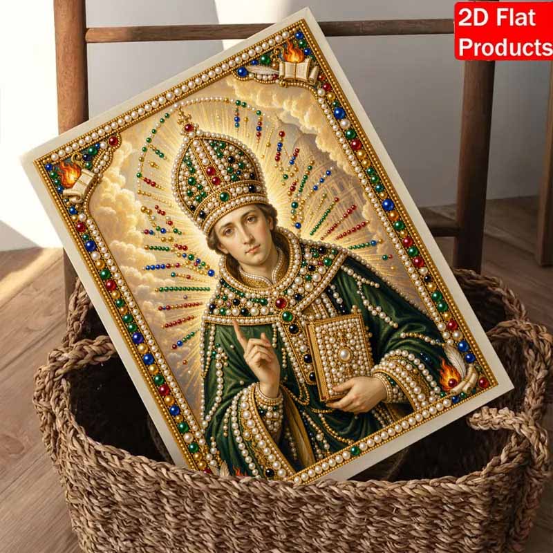Stretched Frame Pearl Art Kit Religious Saint Portrait DIY Sparkling Bead Canvas Creative Leisure Craft for Home Decoration