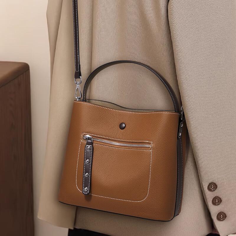 FOXER Women s Leather Bucket Crossbody Bag