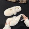 French Flat-bottomed Bag Head Fluffy Slippers Women's Outer Wear 2025 New Autumn One-pedal Plush and Fleece Cotton Mop Cotton Shoes