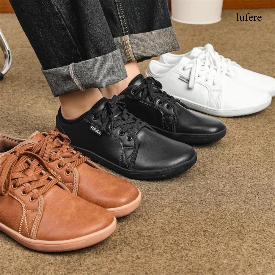 Mens Artificial Leather Wide Barefoot Shoes Unisex Plus Size Male Outdoor Minimalist Sneakers Women Zero
