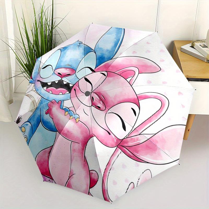 

Stitch,Angel Automatic Folding Umbrella - Simple 8-Rib Design, Bright Cartoon Pattern, Durable Iron Frame, Suitable For Travel, Outdoor, Bea