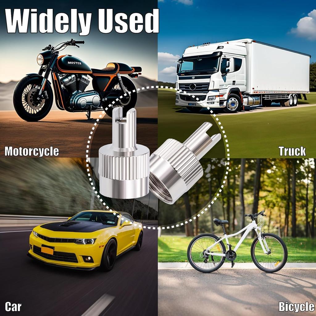 10PCS Tire Valve Stem Caps, Nickel Brass Slotted Slot Valve Stem Caps with Valve Core Remover, with O Rubber Ring, Universal for Cars, SUV, Trucks,