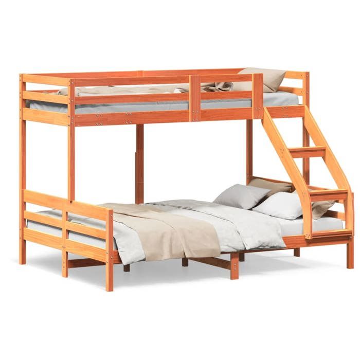 VidaXL Bunk Bed 80x200/140x200 Cm Wax Brown Solid Pine Wood, Bed, Bed Frame, Loft Bed 3207184