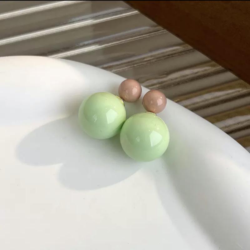 Candy Color Double-Sided Round Ball Earrings: Versatile Women's Fashion, Simple and Chic Style, Sweet and Cool Accessories