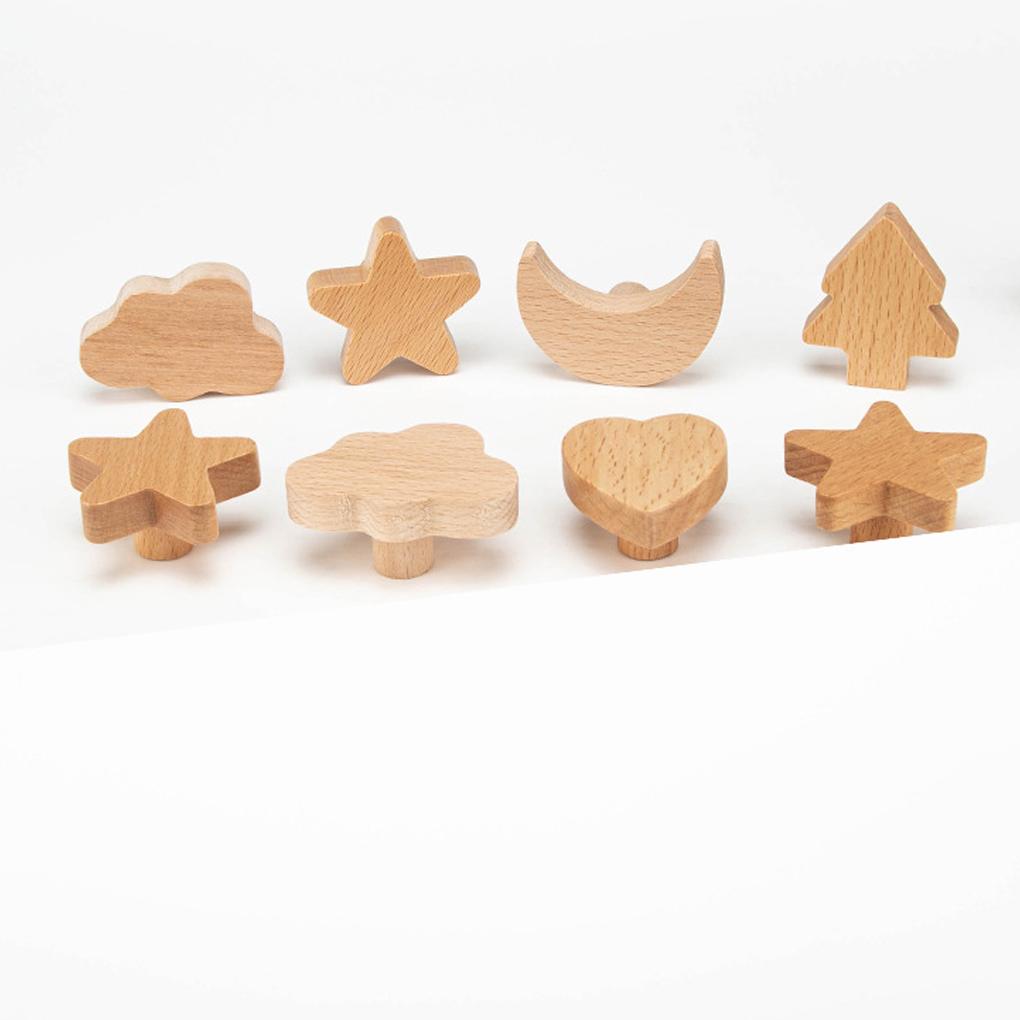 6pack/lot Moon Drawer Knobs Wooden Handles For Children S Room Decor Wooden Animal Cabinet Knobs