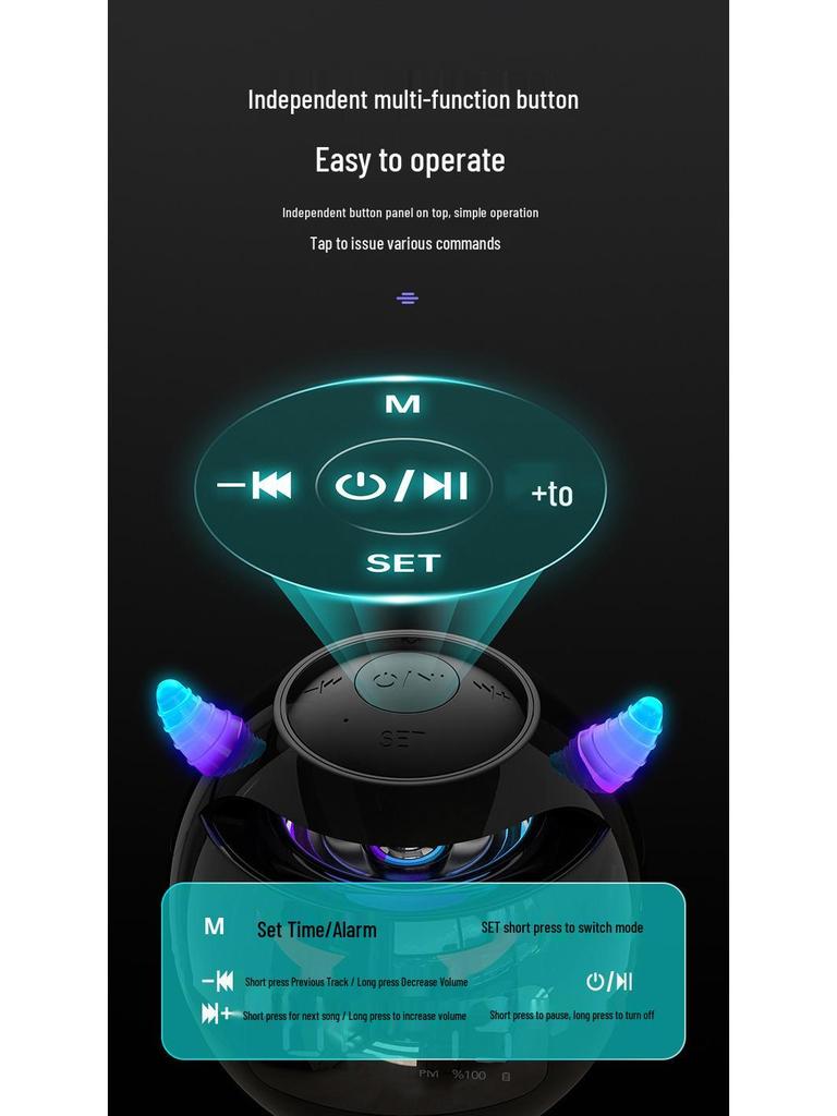 Cross G9 Little Devil Bluetooth Alarm Clock with AI Smart Speaker and HiFi Subwoofer