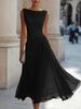 Women's Cowl Neck Sleeveless Maxi Dress Slim Fit Mid Waist Elegant Pleated Solid Color Party Vacation Wedding Guest Dress